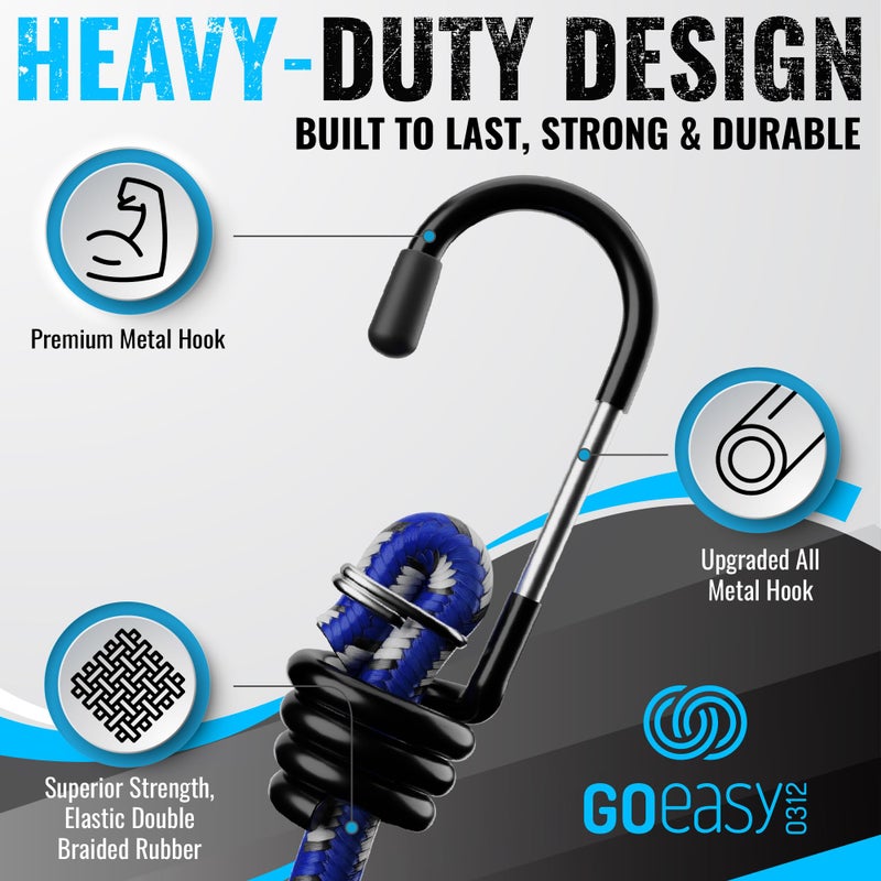 GOEASY0312 Premium Bungee Cords Heavy Duty - 20 pcs Bungee Cords with Hooks in A Storage Jar Includes 10", 18", 24", 30", 36", 48" Bungie Cord Bundle - Image 4